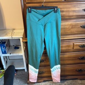PINK Victoria's Secret Kids Green and Pink Leggings